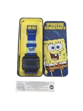 Vtg Spongebob Squarepants Kids Digital Watch '04 Burger King Tin Case RARE HTF